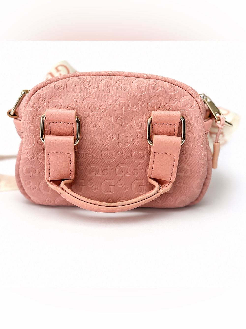 GUESS Pink Embossed Mini Crossbody Bag with Branded Strap - Picture 3 of 12